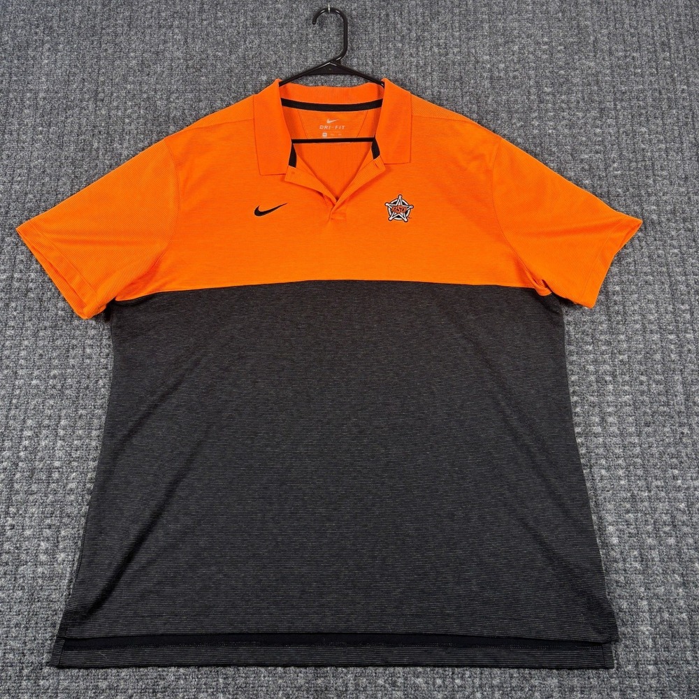 Nike Oklahoma State Cowboys Dri-FIT Polo Shirt OSU Star Logo XXL Orange Gray